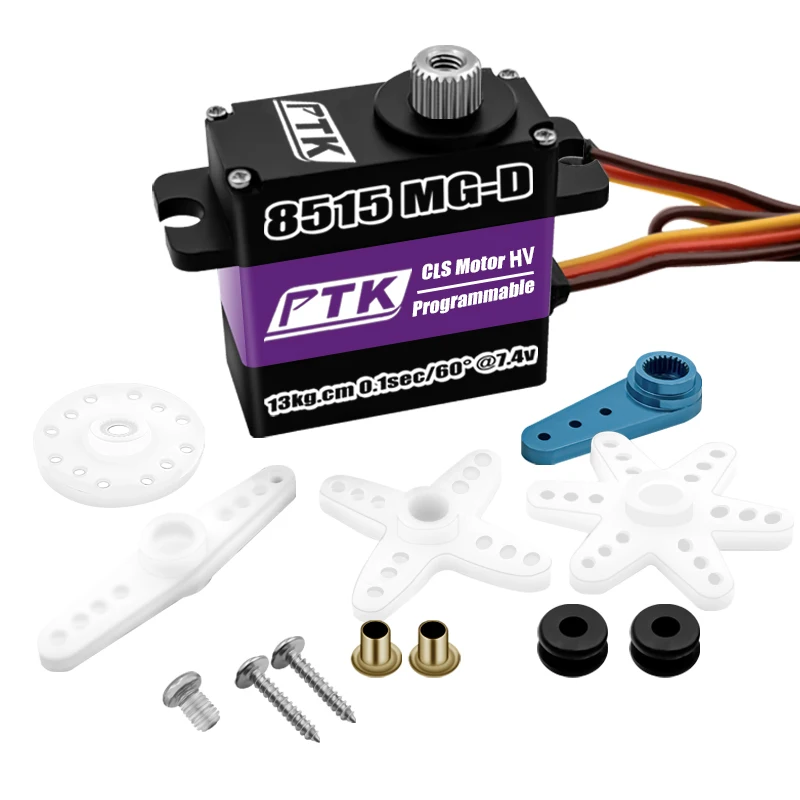 PTK 8515 servo MG-D 17g numérique HV couple élevé 15KG servo engrenage en acier inoxydable RC modèle avion aile fixe creux tasse servo