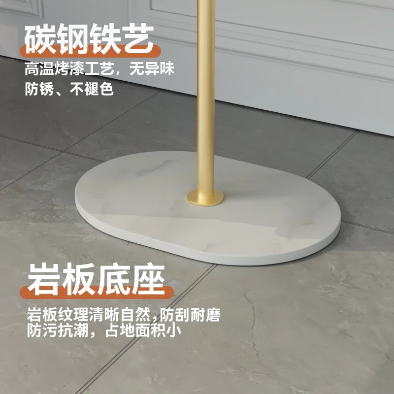 Modern Vertical Storage Internet Celebrity Clothes Rack Light Luxury Floor-Standing Stone Plate Metal Mobile Coat Rack