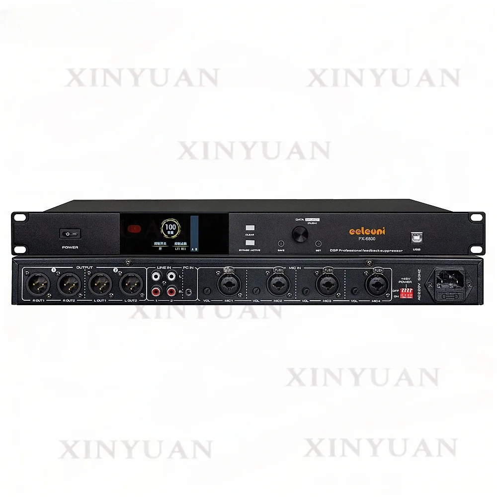 Feedback Suppressor with Screen for Conference Anti-Howl and Feedback Elimination Engineering PX-6800
