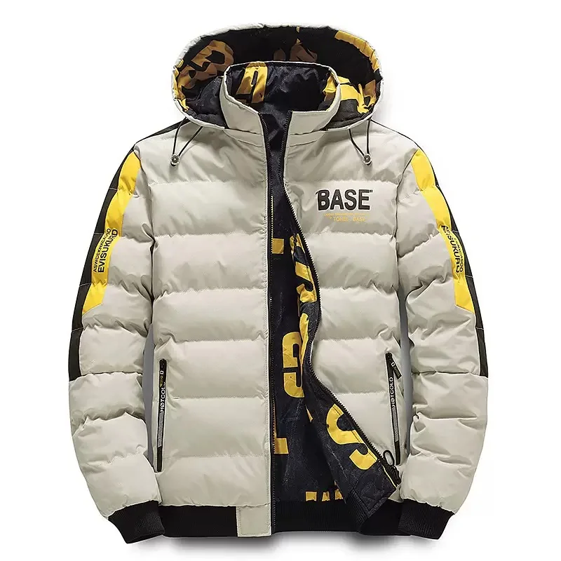 

Autumn and Winter New Trend Printed Thickened Warm Cotton-Padded Jacket Men's Casual Loose Sports Plus Size High Quality Coat