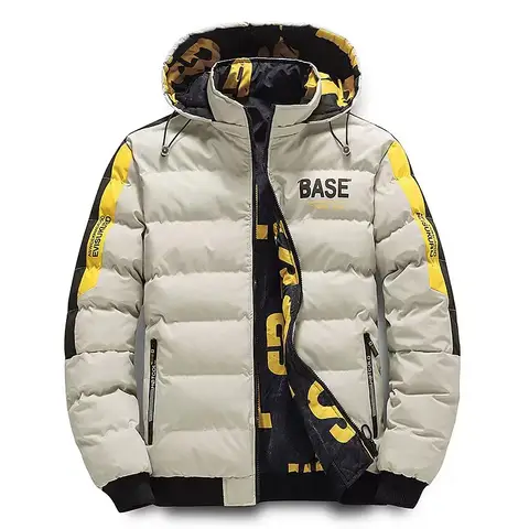 Autumn and Winter New Trend Printed Thickened Warm Cotton-Padded Jacket Men's Casual Loose Sports Plus Size High Quality Coat