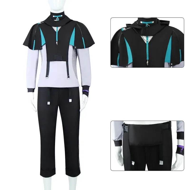 Genshin Impact Xiao Costume Cosplay Parrucca Anime Costumi di Halloween in stile cinese per donna Uomo Accessori uniformi da gioco mb.3