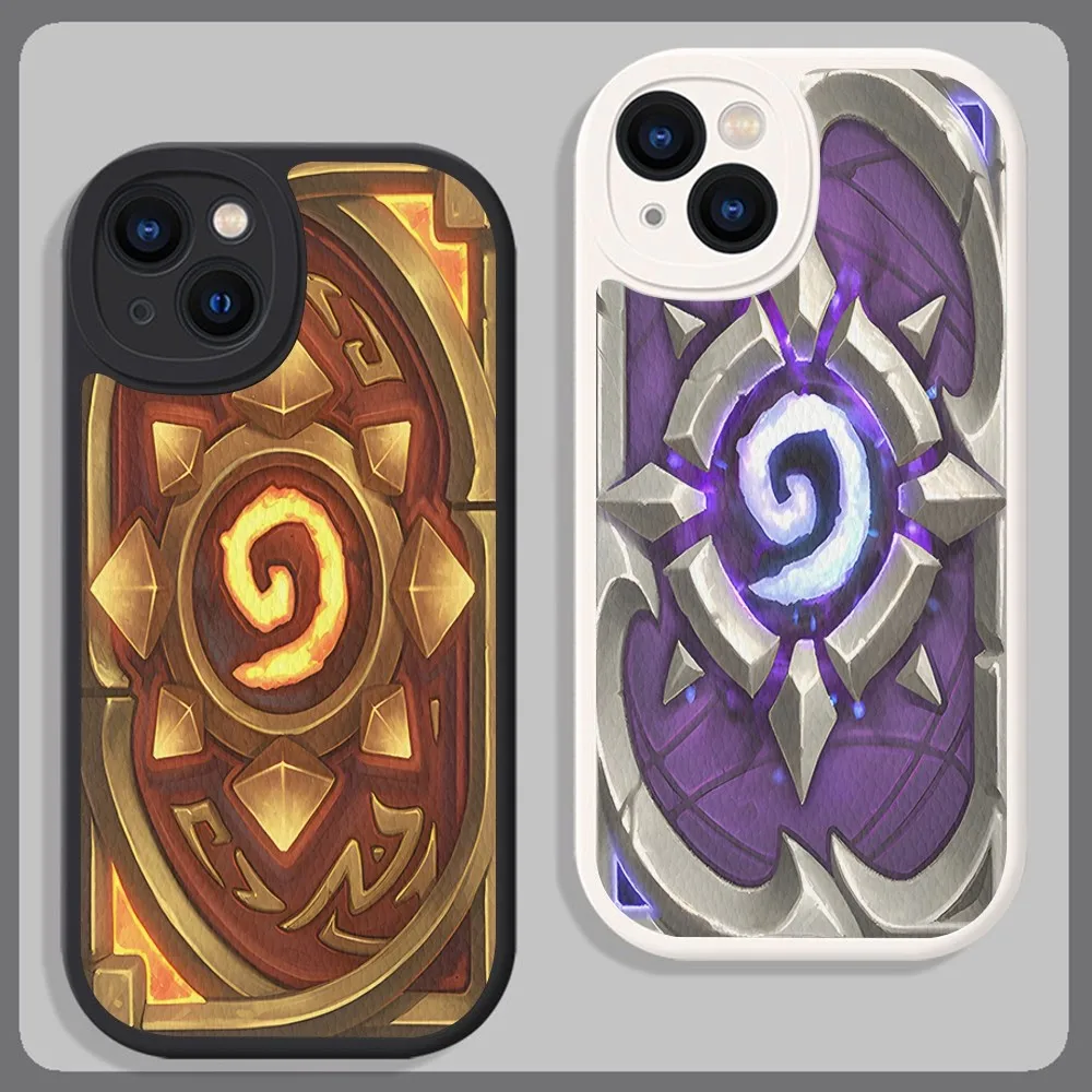 H-Hearthstone Card Backs Phone Case Hard Leather For IPhone 16 15 14 13 12 Mini 11 14 Pro Max Xs X Xr 7 8 Plus Fundas