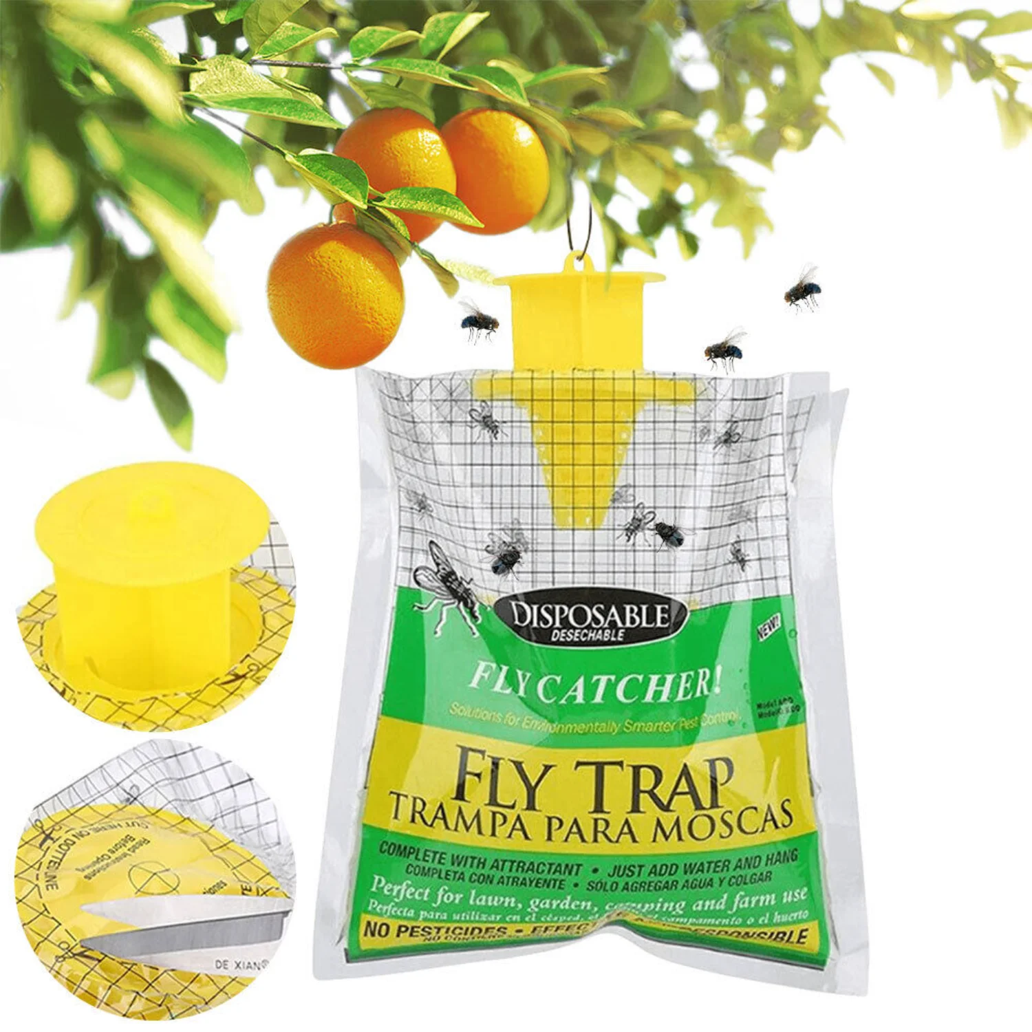 1-30Pcs Fly Catcher Bags Effective Hanging Fly Trap Mosquito Trap Catcher Disposable Non-Toxic Harmless Home Garden Supplies