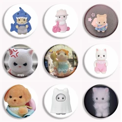 Cute Cartoon Cat Rabbit Bear Animal Soft Button Pin Y2k Kawaii Coquette Rabbit Meme Brooch Badge Lovely Bag Accessories Decor