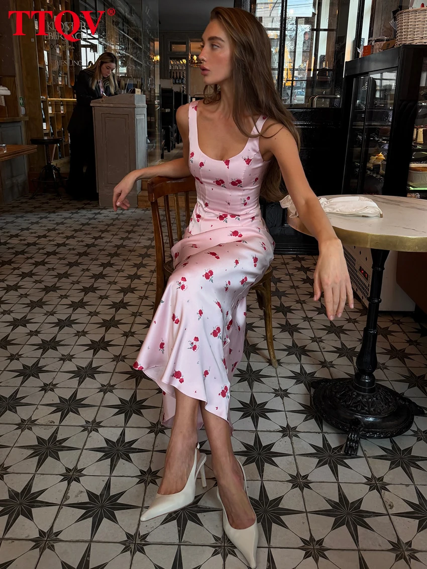 TTQV Summer Slim Print 2 Pieces Set For Woman 2026 Sexy Sleeveless Tank Top With High Waist Long Skirt Set Female Streetwear view 3