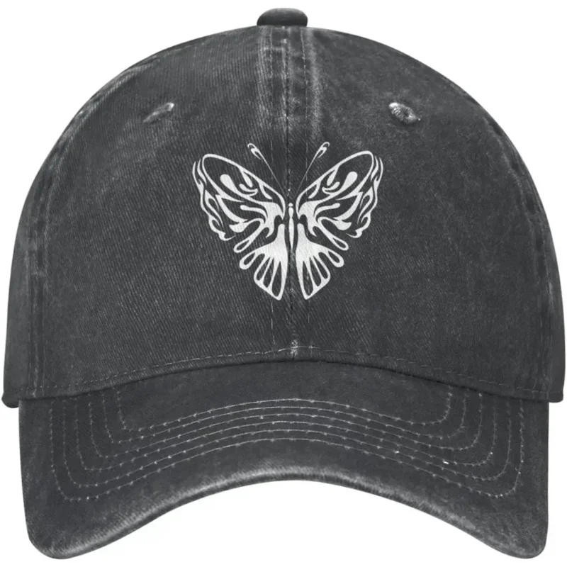 

Abstract Butterfly Fly Distressed Adjustable Washed Denim Mens Dad Trucker Hat Baseball Ball Cap For Men