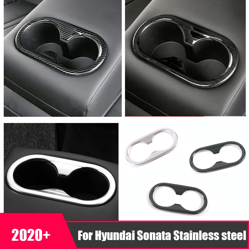 

For Hyundai Sonata 2020 2021 Stainless steel Car Rear Back Tail Armrest Water Cup holder Car styling Decoration Accessories 1pcs