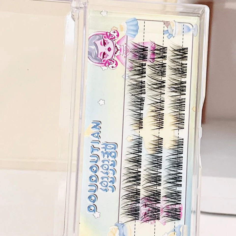 Racimos de Pestañas Esponjosos DIY, Estilo Manga Gato, Pestañas Postizas Naturales Rizadas con Ala para Maquillaje Diario 4