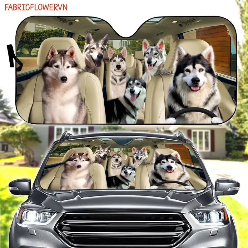 Northern Inuit  Car Sunshade Car Decoration, Dog Windshield  Lovers Gift  Car Sunshade, Gift For Mom, Gift For