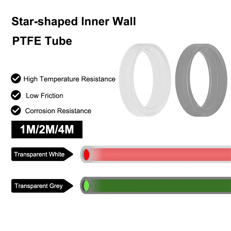 Star Shaped PTFE Tube Ultra Smooth Low Resistance Heat Resistant 1.75mm Filament Guide Pipe for Bambulab AMS Creality 3D Printer