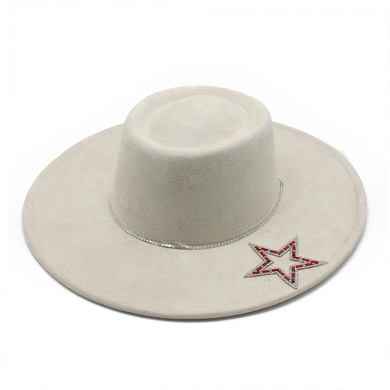 Cross-border Aliexpress Amazon Wide Brim Concave-convex Top Hat Top Hat Suede Fedora Hat In Stock Wholesale
