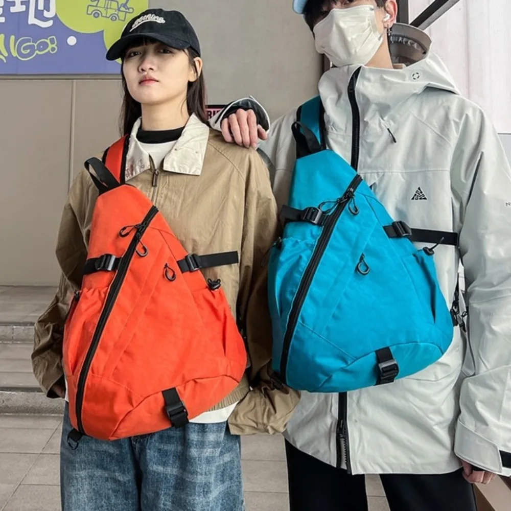 

Solid Color Men's Chest Bag Multiple Pockets Multifunctional Oxford Cloth Shoulder Bag Korean Style Adjustable Shoulder