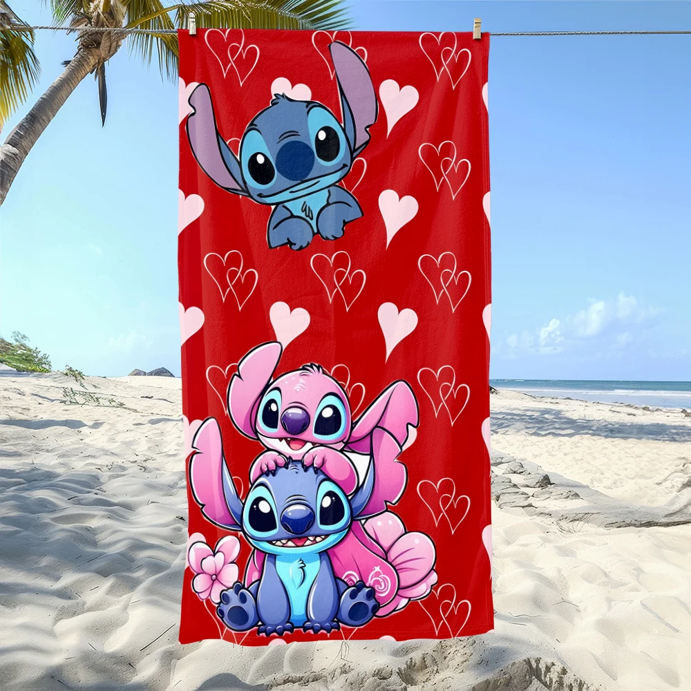 

Stitch Themed Beach Towel: Heart-Printed Fun for Summer! Suitable for towels,bath towels
