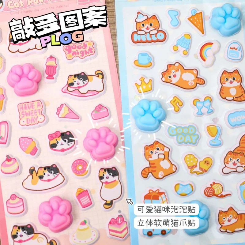 24pcs/lot Kawaii Cat 3D Stickers Cute Scrapbooking DIY Diary Decorative Stationery Sticker Album Stick Label