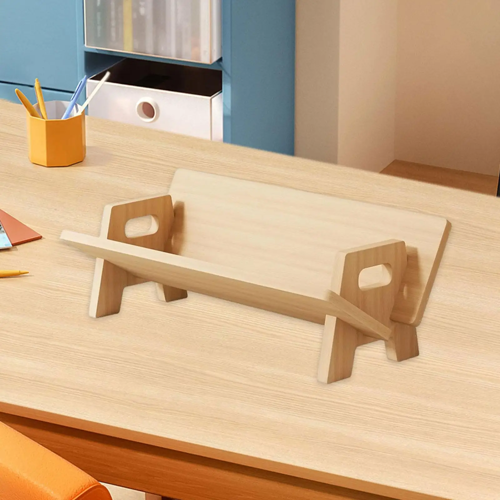 Wood Tabletop Bookshelf Simple Titled Desktop Bookshelf for CDs Office Books