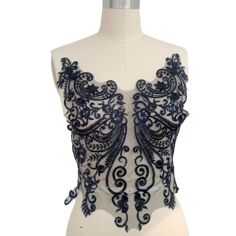 Künstliche Seide Pailletten Spitze Applikation Hochzeit Brautkleid Zubehör Center Flower Heimtextilien Zubehör RS24540