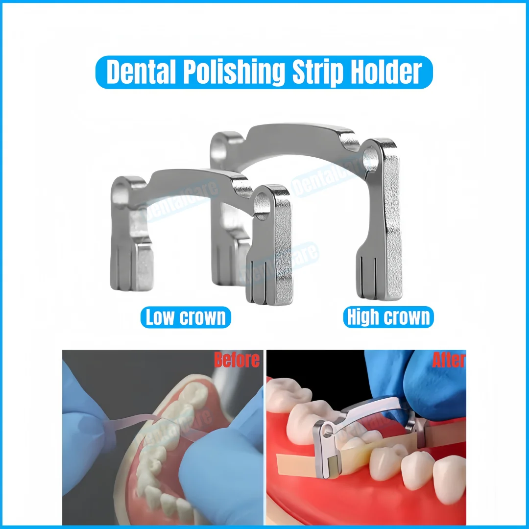 Dental Polishing Strip Holder Low Crown+High Crown Dentist Polishing Assistant Tools
