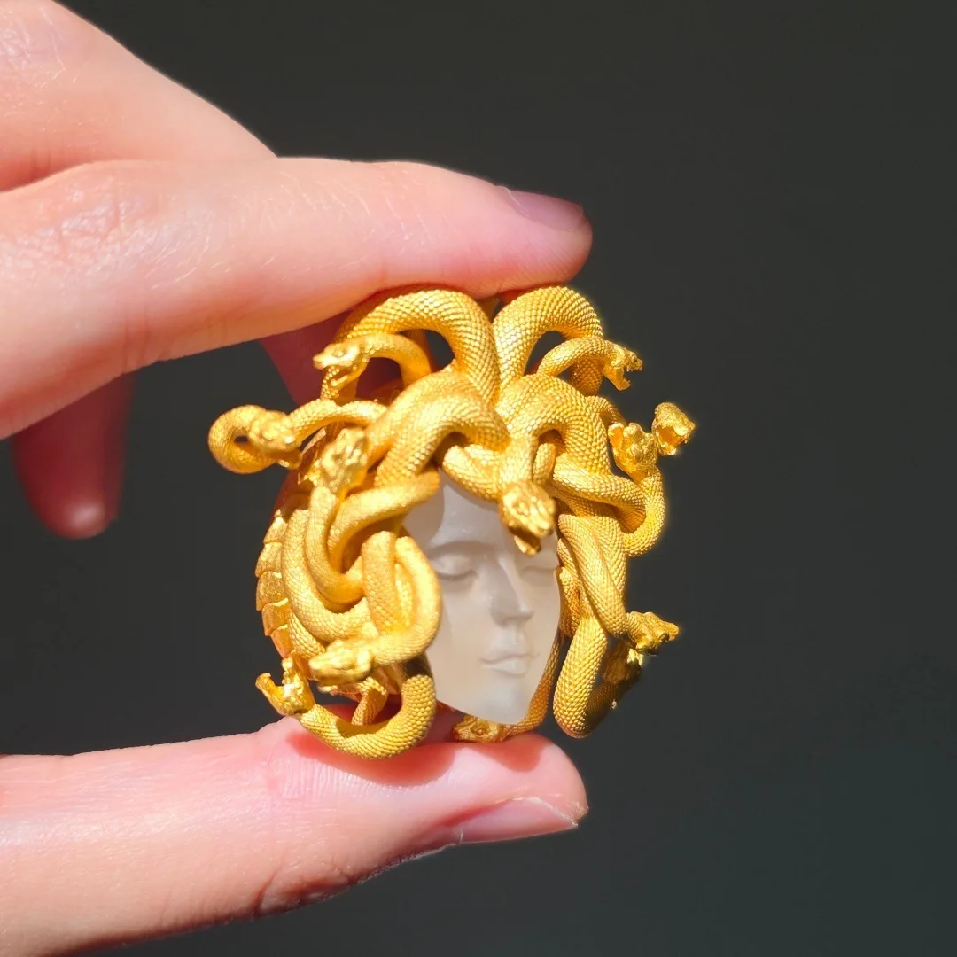 Unisex Gothic Greek Queen Snake Ring Gold Adjustable Open Band Handmade Vintage Punk Fashion Jewelry Accessory
