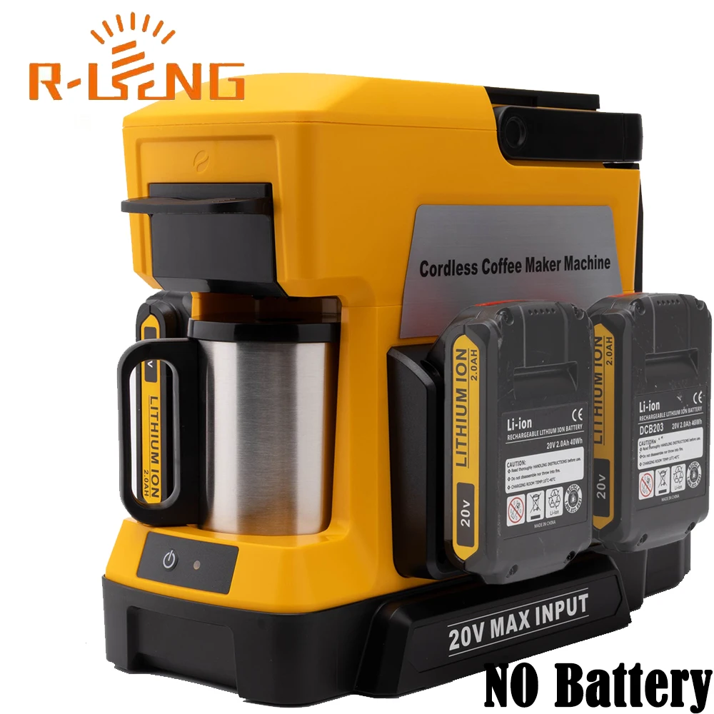 Cordless Coffee Maker Machine Compatible with For Dewalt 20V MAX Lithium Battery W/USB TYPE-C For Camping Travel and Job Site