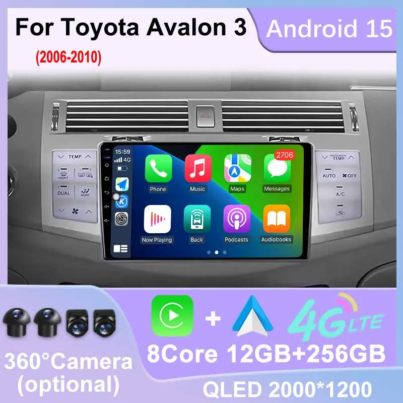

Car Radio For Toyota Avalon 3 2006-2010 Autoradio Viedo Player GPS Navigation 4G WIFI DSP Bluetooth Split screen Android 15