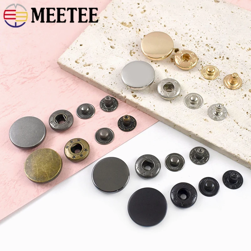 

20/50Sets 10-25mm Metal Snap Buttons for Clothes Bag Backpack Fasteners Snaps Buckles Press Studs Button DIY Leather Accessories