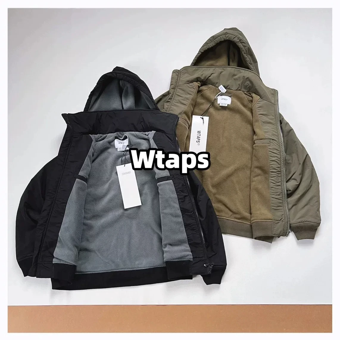 WTAPS 2026 Autumn Winter Men's Outdoor Hooded Puffer Jacket Warm Windbreaker  Fit Black Zip Up Casual Streetwear Padded Coat