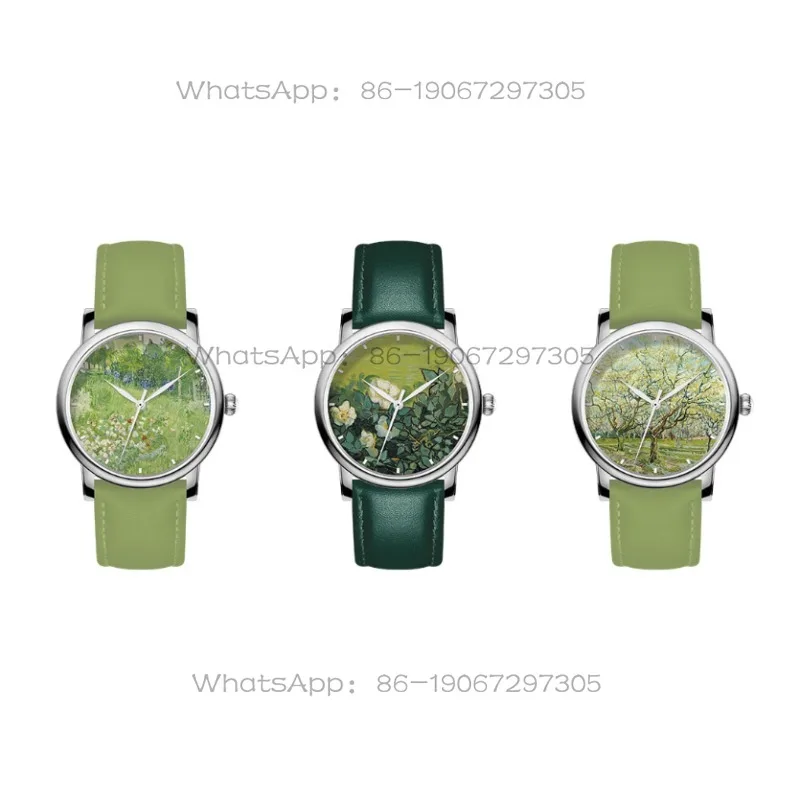 Blooming Apricot Oil Painting Fresh Watch Women's Waterproof Watch