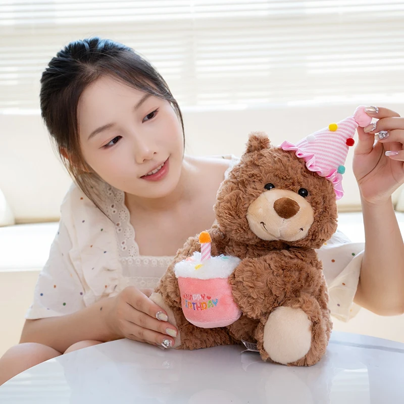 28cm Birthday bear Pillow Plush Toy Birthday Present Soft and Comfortable To Sleep With You Send Friends And Family