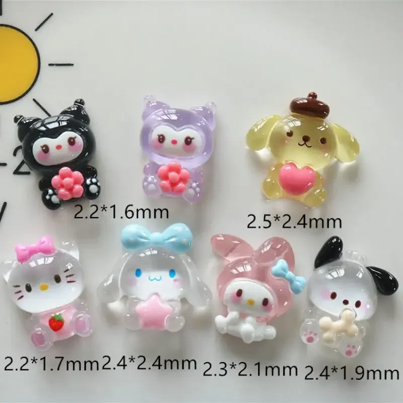 Sanrios-Accesorios de melodía de 10 piezas, Kuromi Pochacco, Hellokitty, pompurin, Cinnamoroll, 3D, dibujos animados Kawaii, juguetes de Anime, regalo