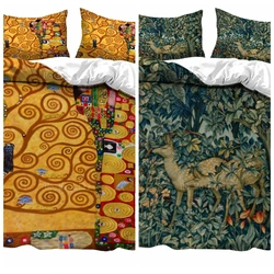 The Embrace Gustav Klimt Fulfilment Abstract Painting Forest Deer William Morris Textures And Patterns Duvet Cover By Ho Me Lili