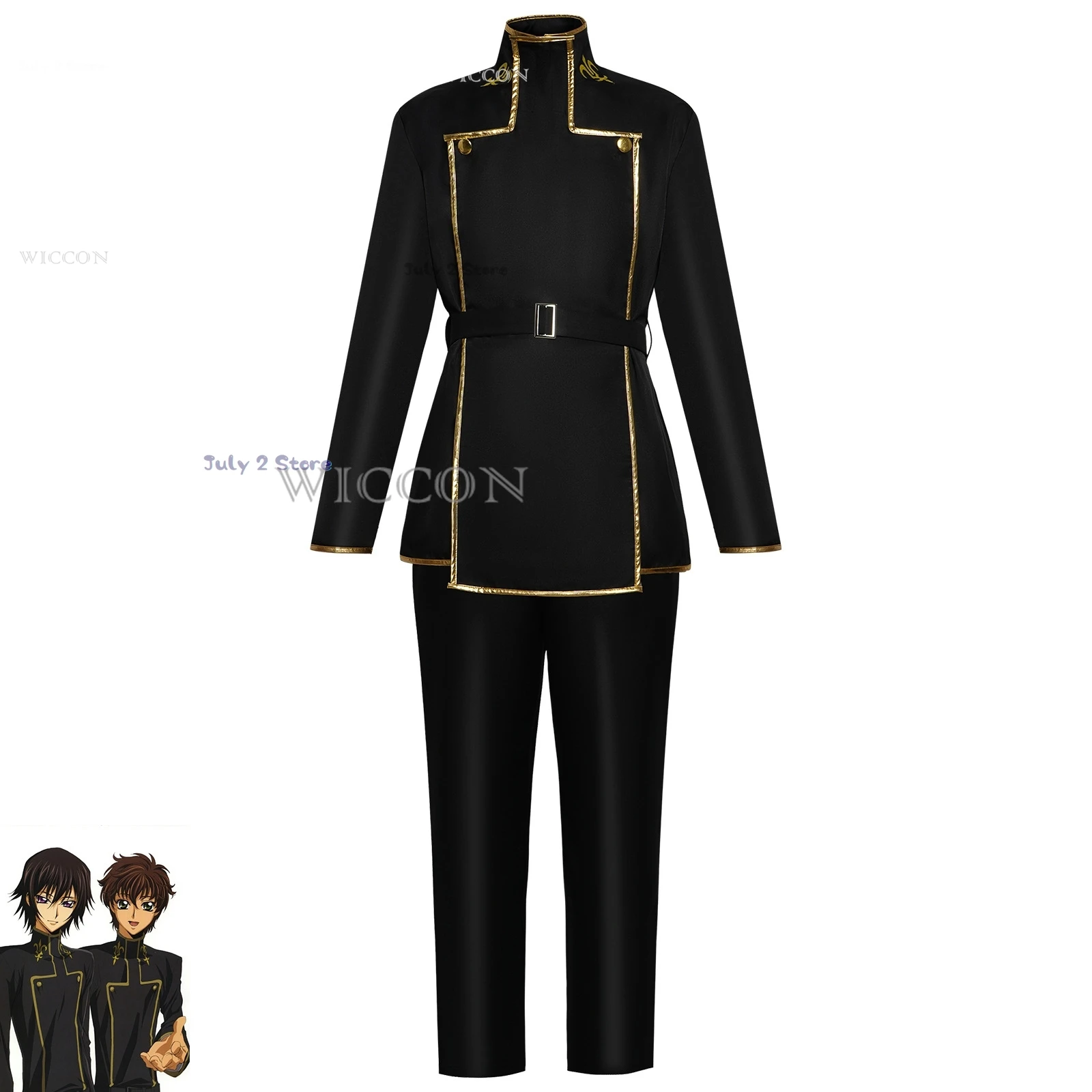 CODE Anime GEASS Lelouch van De Opstand Lelouch Lamperouge Cosplay Kostuum Vi Britannia Pruik Zwart Uniform Man Carnaval Pak