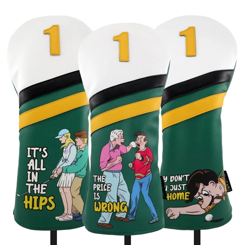 Golf Club Head Covers Funny Golf Driver Head Cover Leather Headcovers Set for Men and Women All in the Hips Go Home, Ball