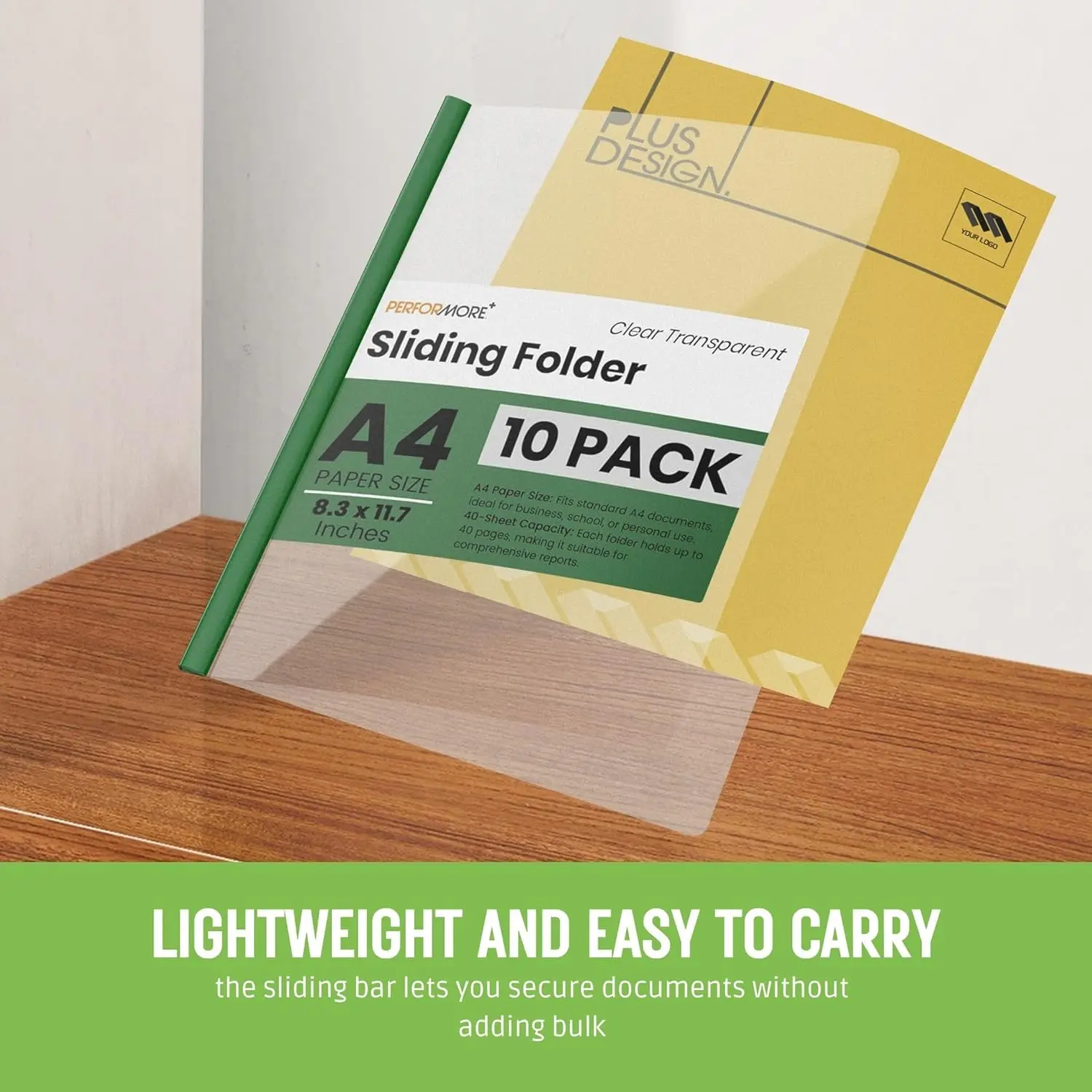 أغلفة التقرير الواضحة، 10 قطع من مجلدات ملفات العرض الشفافة، مجلد ملفات بلاستيكي مع شريط منزلق، حجم ورق A4 #2