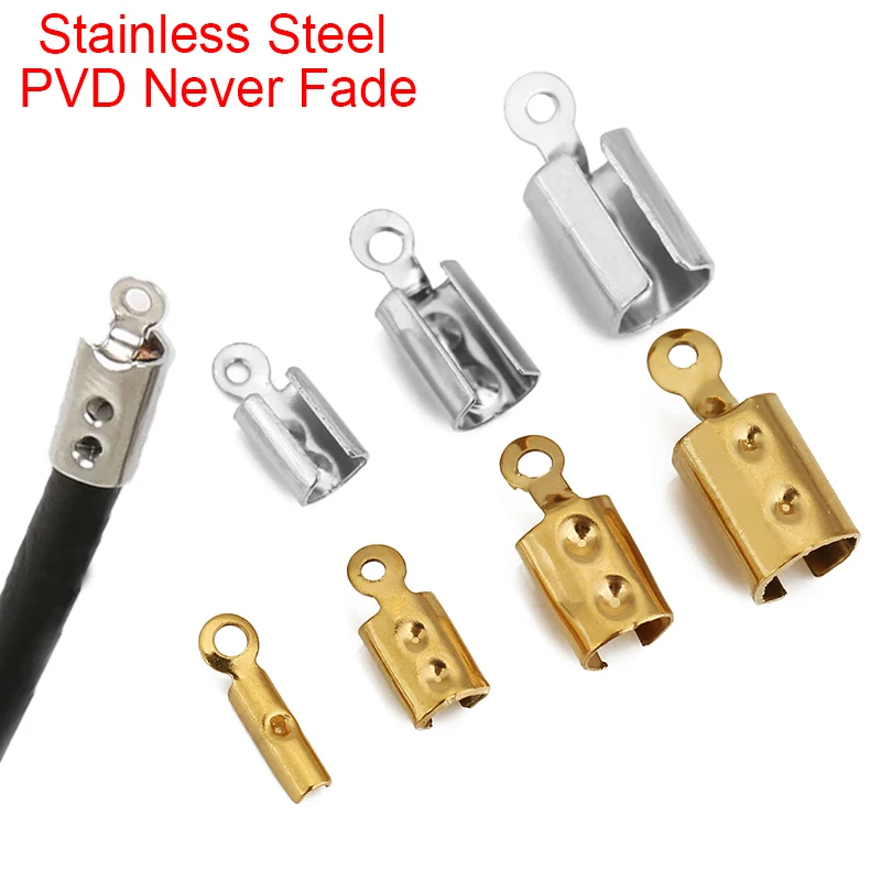 30pcs PVD Never Fade 1 2 3 4 5 mm Stainless Steel Cord Clasps For Leather Thread Necklace Connectors Bracelets Jewelry Making