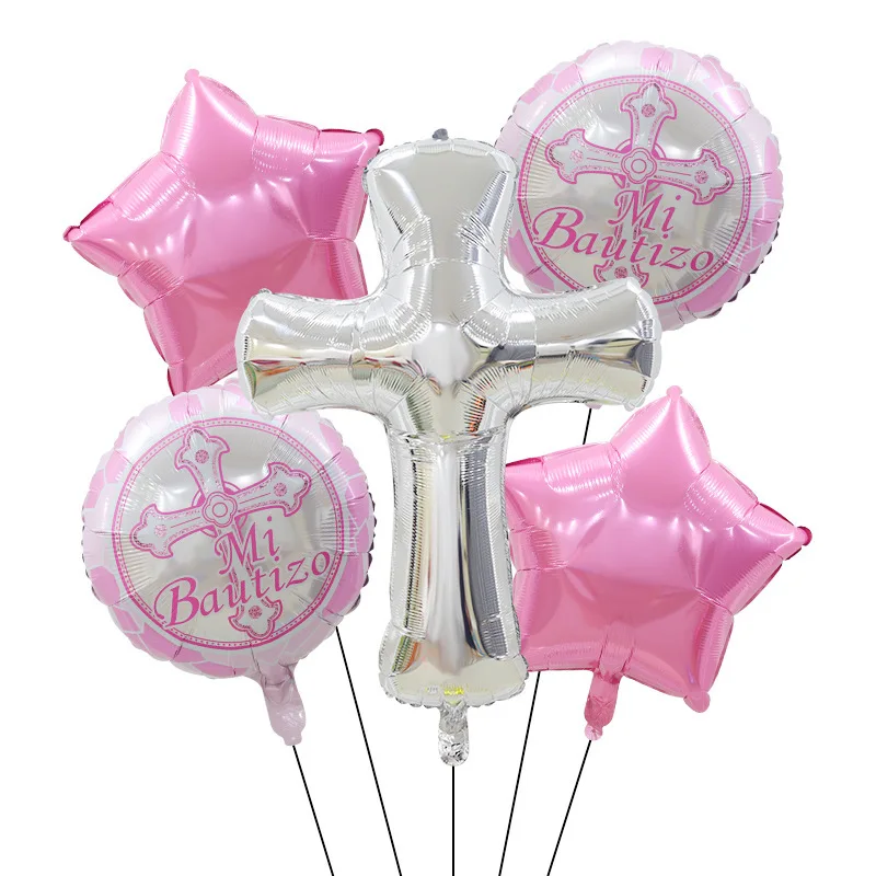 God Bless Balloons, Jesus Cross Balloons, First Holy Communion Party, Baby Shower, Easter Baptism, Forked Christening Decor