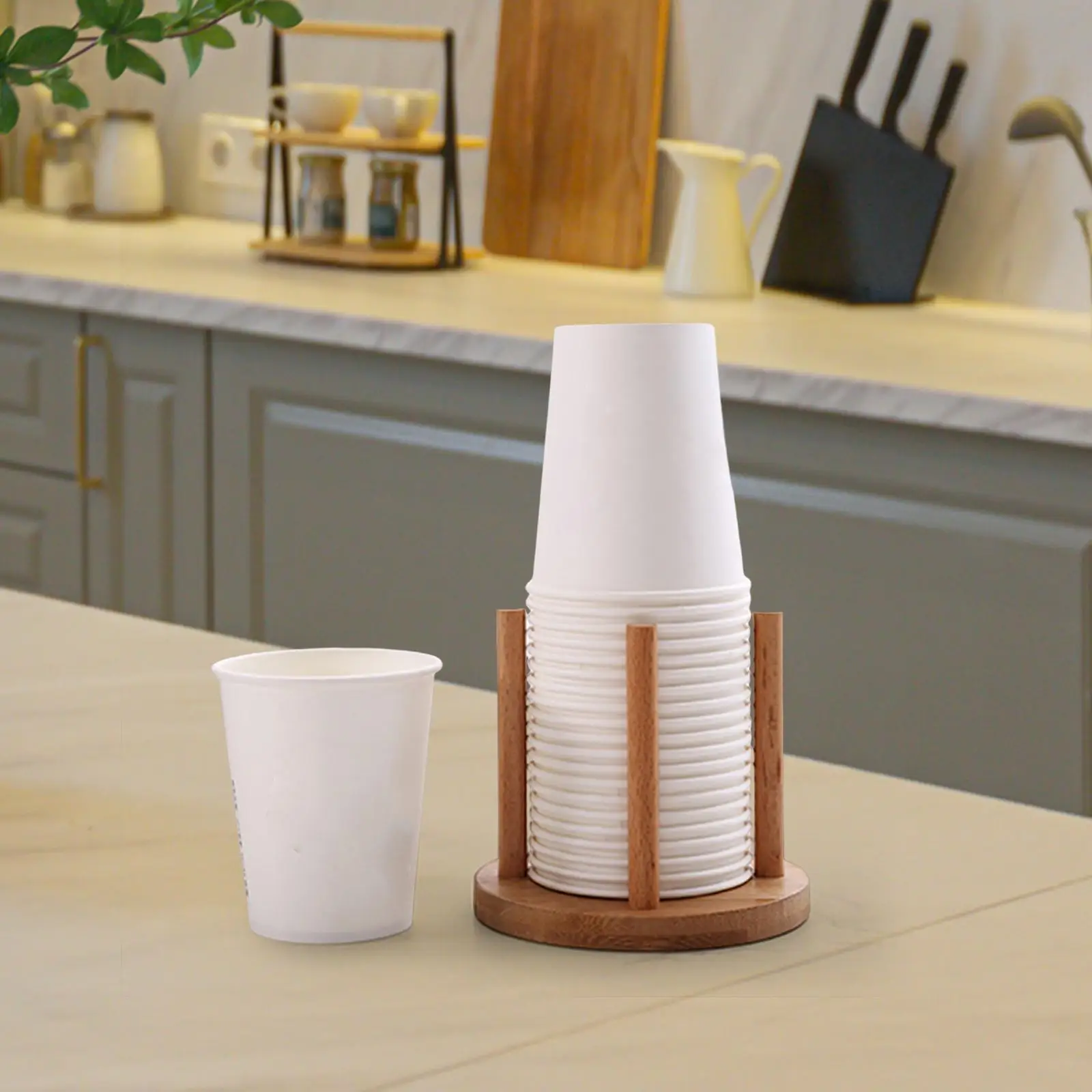 Household Wooden Cups Holder Stand Portable Cup Dispenser for Party Bar Coffee Station Easy Clean Storage Rack