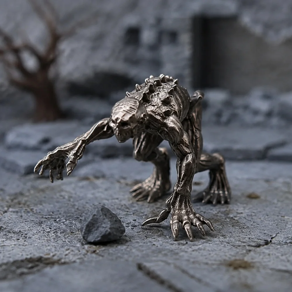Vintage Brass Fantasy Undead Creature Mini Figurine Tabletop Wargame Diorama Collectible Statue Desktop Decor Craft Gift