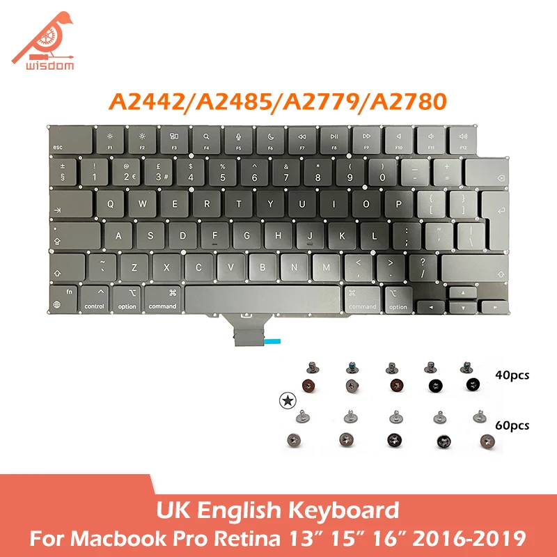 Laptop A2442 A2485 A2779 A2780 UK English Keyboard For Macbook Pro M1 M2 Pro/Max Retina 14