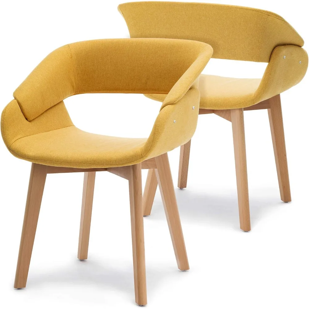 

Dining Chair Set of 2, Modern Upholstered Kitchen Chairs with Fabric Cushions and Solid Wood Legs for Dining Rooms