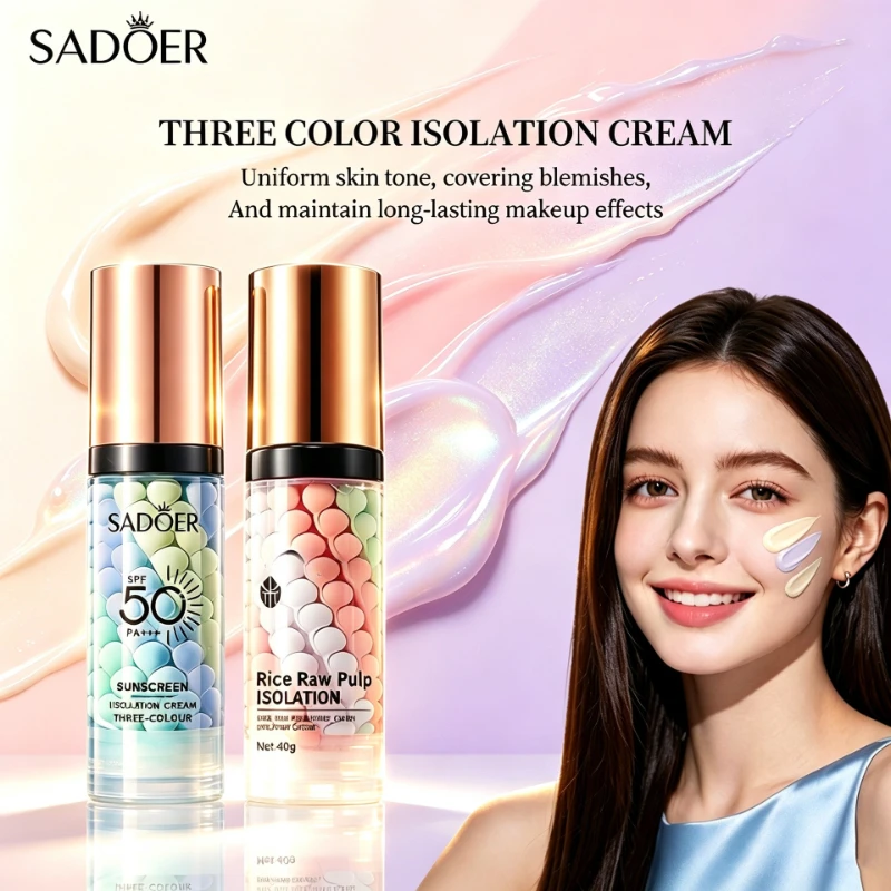 Three-color Repair And Isolation Cream Protective Primer Before Makeup Moisturizing Isolation Milk 40g