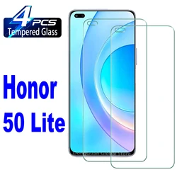 1/4Pcs Tempered Glass For Honor 50 Lite Screen Protector Glass Film
