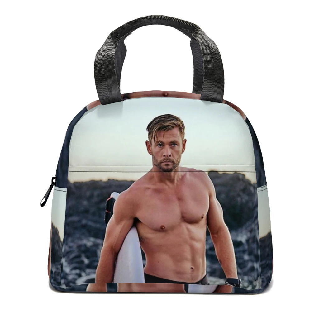 

Chris Hemsworth Lunch Bag for School Waterproof Picnic Thermal Cooler Insulated Lunch Box Women Kids Tote Bags