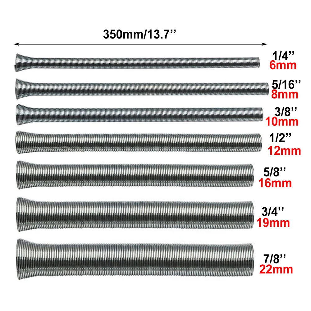 7pcs 13.7In Spring Tube Bender Pipe Bending Spring Manual Tool Curve Spring For Precision Bending Of Copper Aluminum Pipe