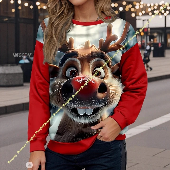 

Костюмы для косплея, платье-толстовка с длинными рукавами, новая зимняя женская одежда, рождественский модный комплект с круглым вырезом и принтом для девочек, женский комплект одежды