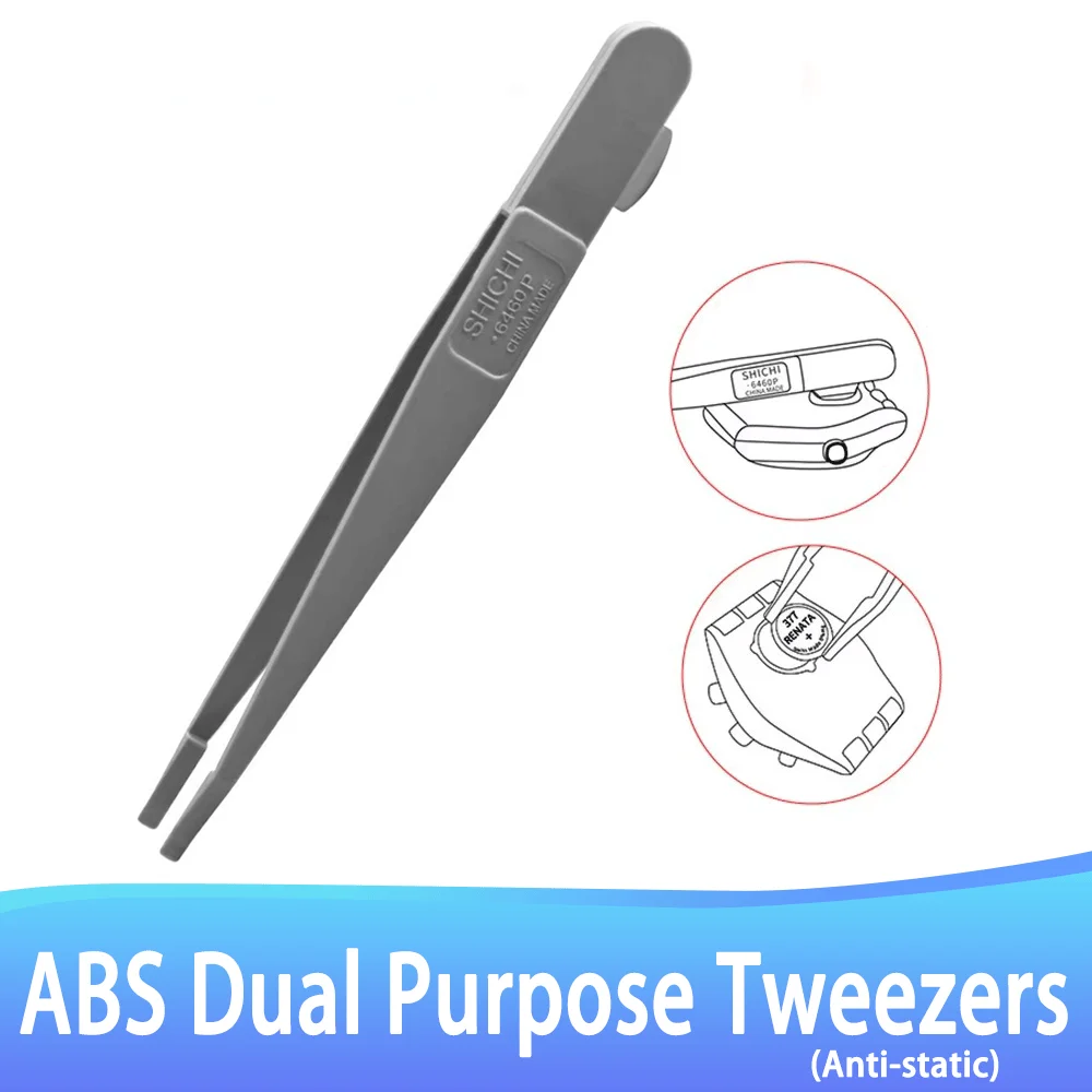 

Watch Repair Tools Dual-purpose Tweezers to Open Watch Battery Back Cover Anti-static ABS Material Multi-purpose Tweezers