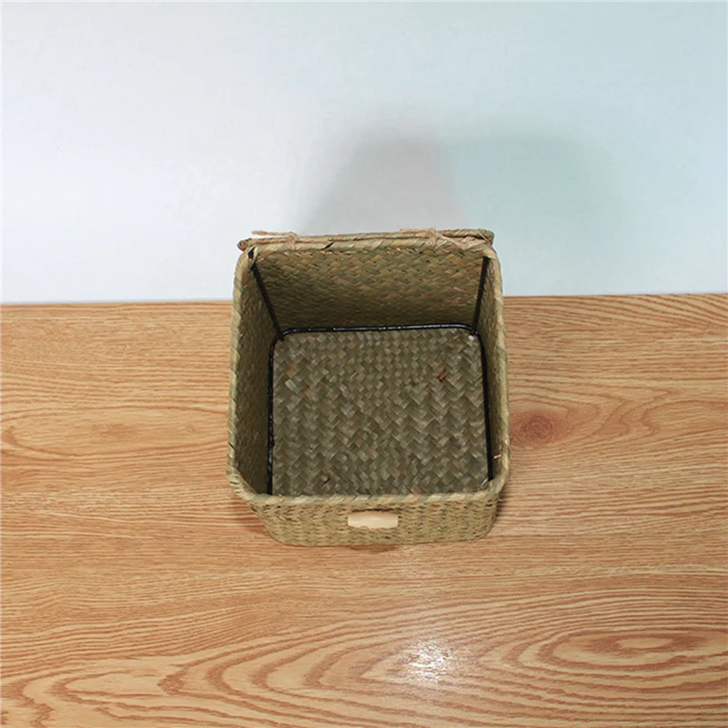4 Pack Square Seagrass Facial Tissue Box - Decorative Woven Paper Holder Napkin Dispenser - Straw Tissue Box Cover-AT30