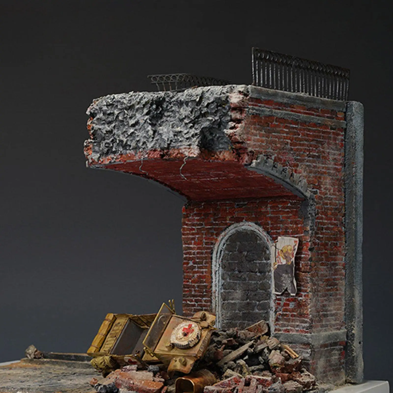 1:35 Scale Building Scene Realistic Feature Ruined Bridge Display Scene Kit