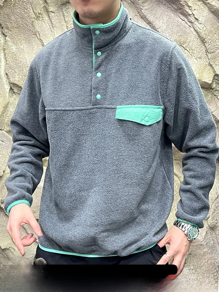 

Antistatic Treatment Outdoor Men's Sweatshirt Loose Version Breathable Fleece Couple Casual Style Long Sleeve Polyester