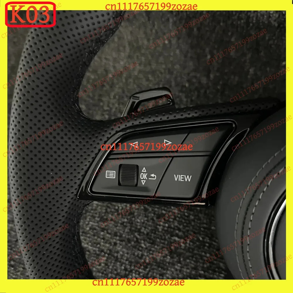 k03 Leather Suede Steering Wheel Cover Horn Cover for Audi A1 A3 A4 A5 A6 A7 A8 Q3 Q5 Q7 Q8 R8 TT, Replacement Parts